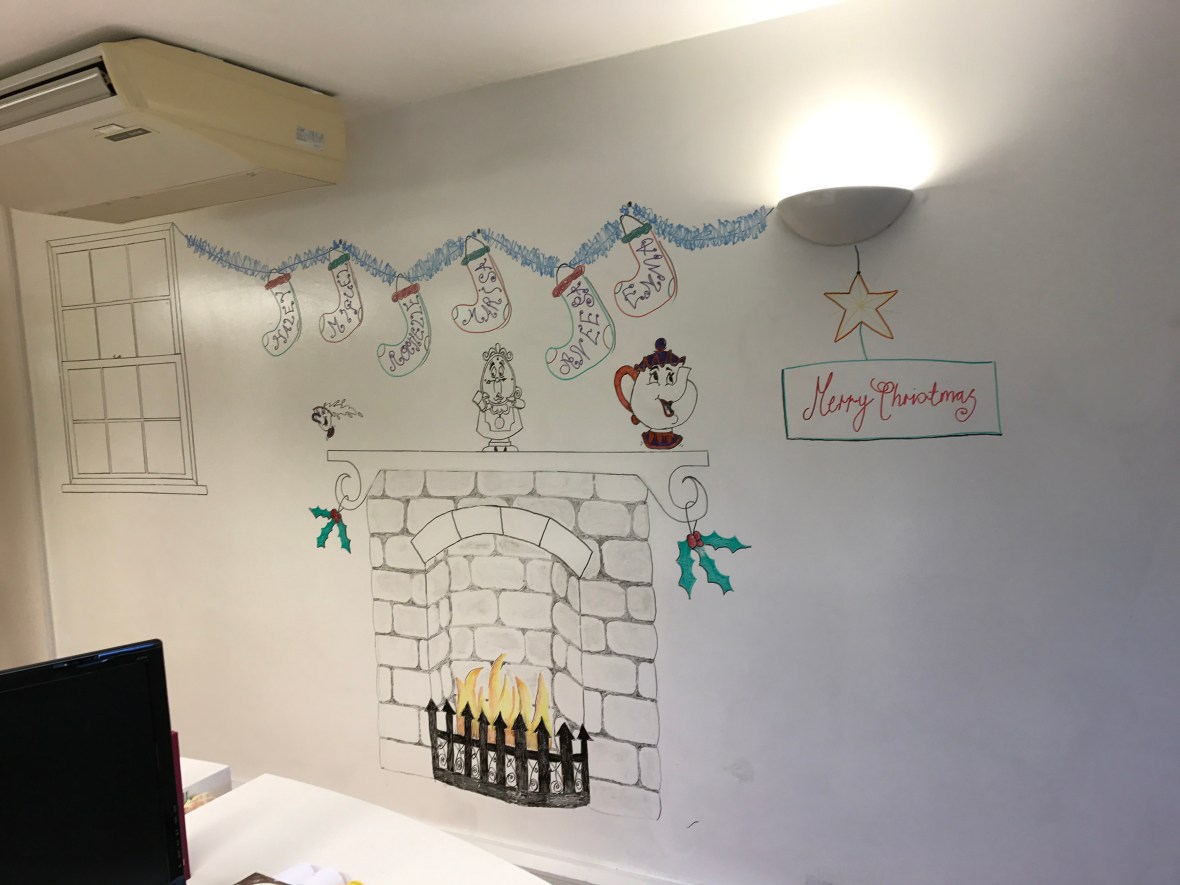 Whiteboard wall - christmas morning